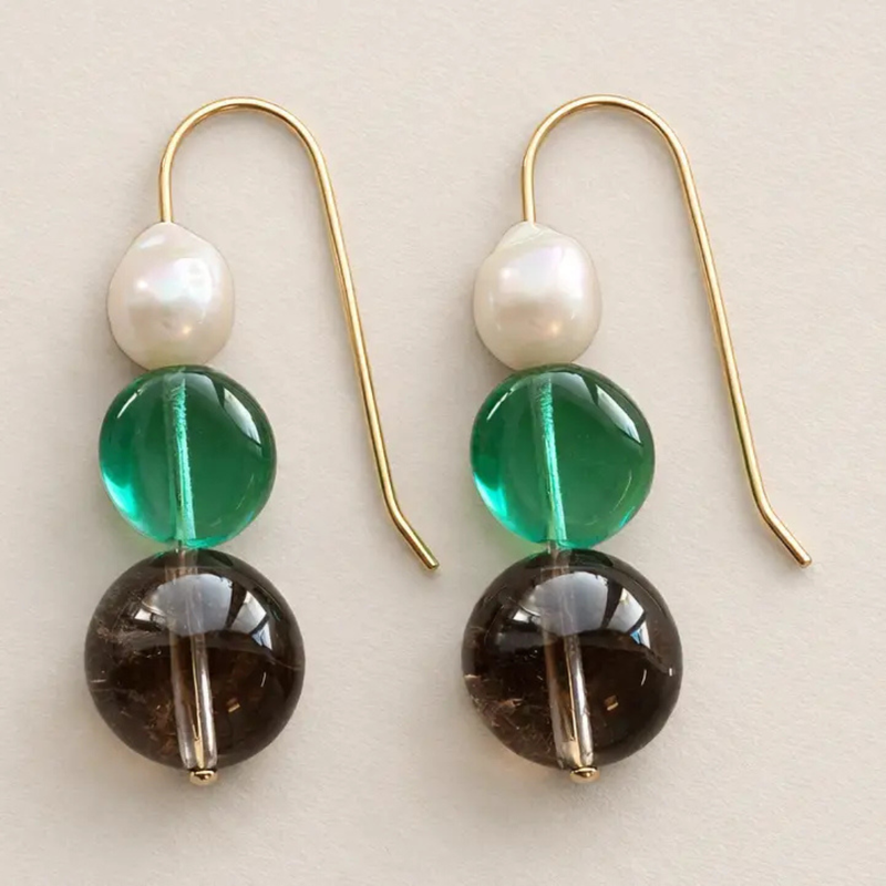 Sage & Pearl Earrings | Gold Fill