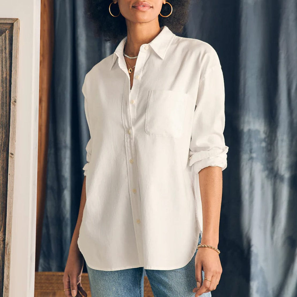 Faherty Women's Tops - 100 - LS Blouses White / S Stretch Oxford Relaxed Shirt