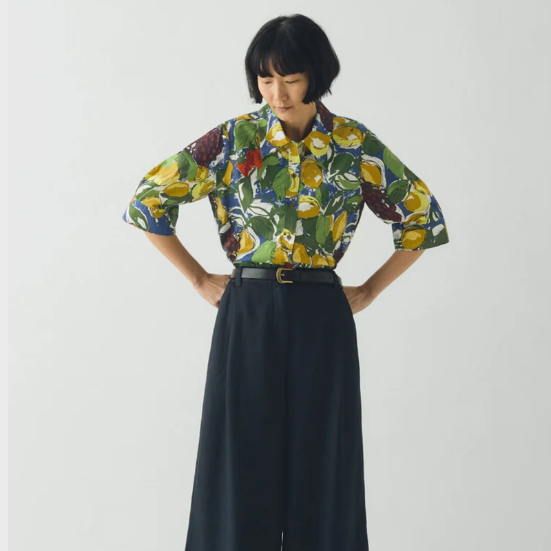 Gia Sketched Fruit Print Shirt