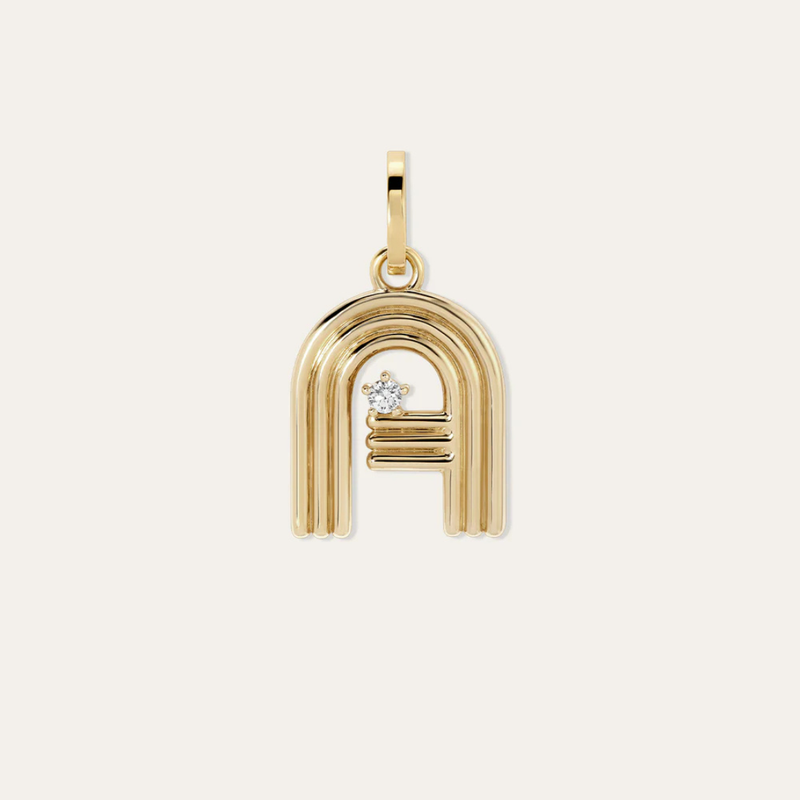 Groovy Gold Diamond Initial Hinged Charm - Letter A