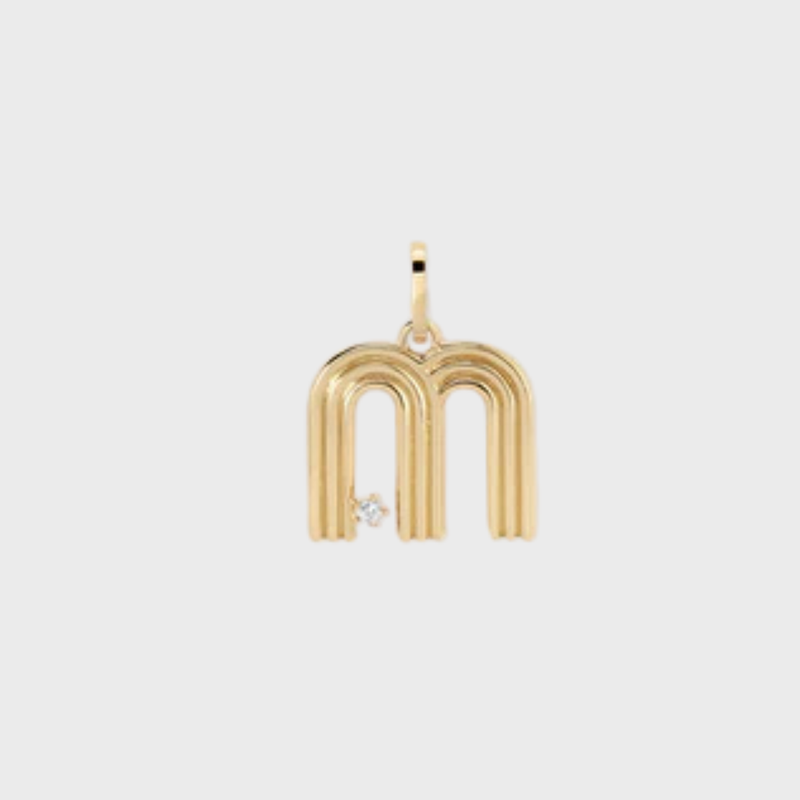 Groovy Gold Diamond Initial Hinged Charm - Letter M