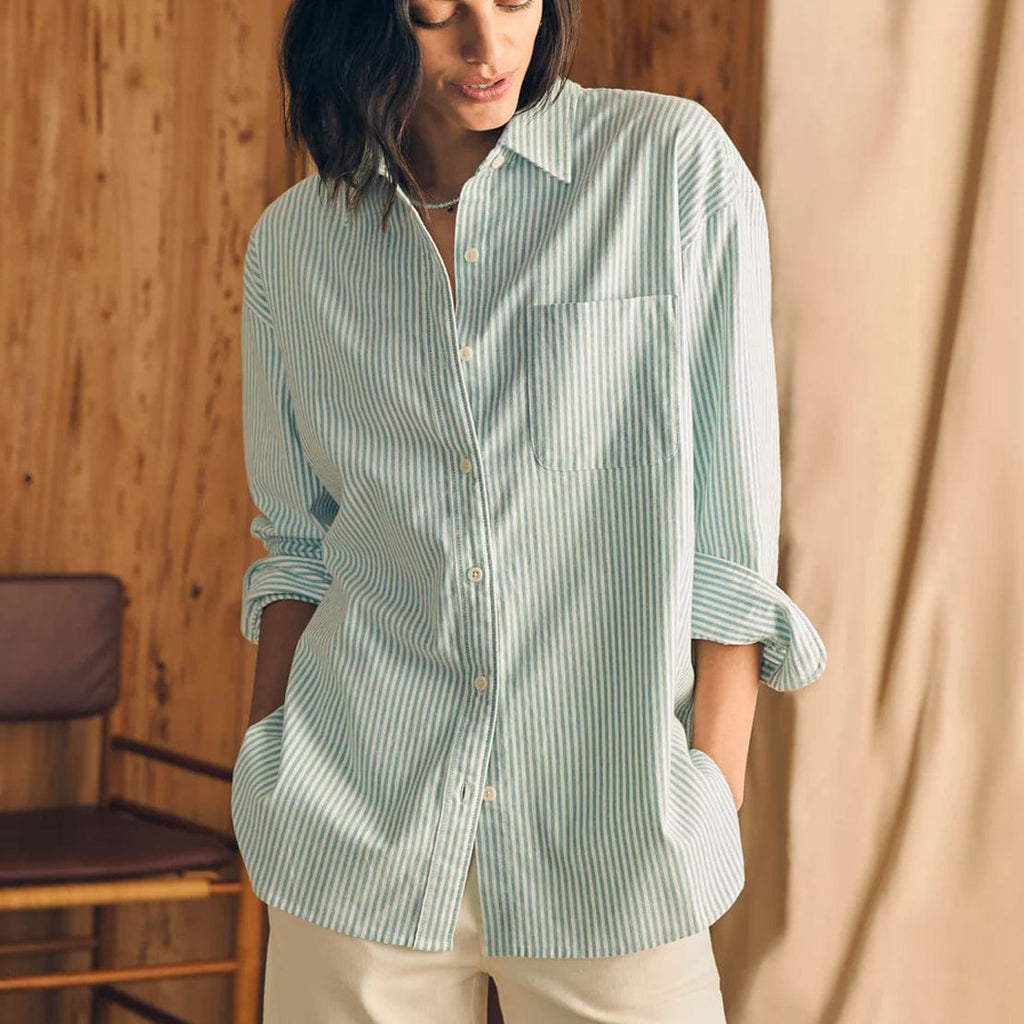 Faherty Women's Tops - 100 - LS Blouses Lucky Stripe / L Stretch Oxford Relaxed Shirt