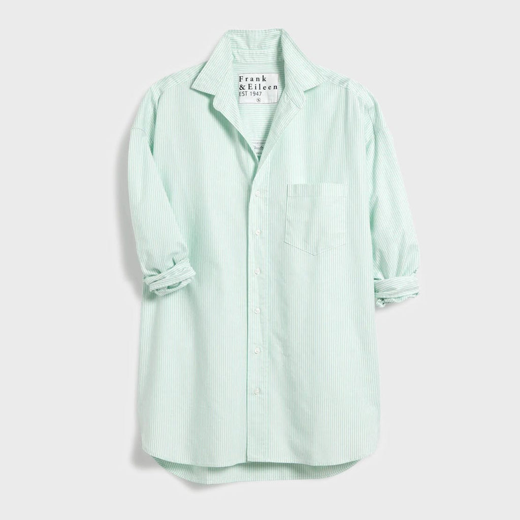 Frank & Eileen Women's Tops - 100 - LS Blouses Green Stripe / XXS Shirley Oversized Button-Up Shirt