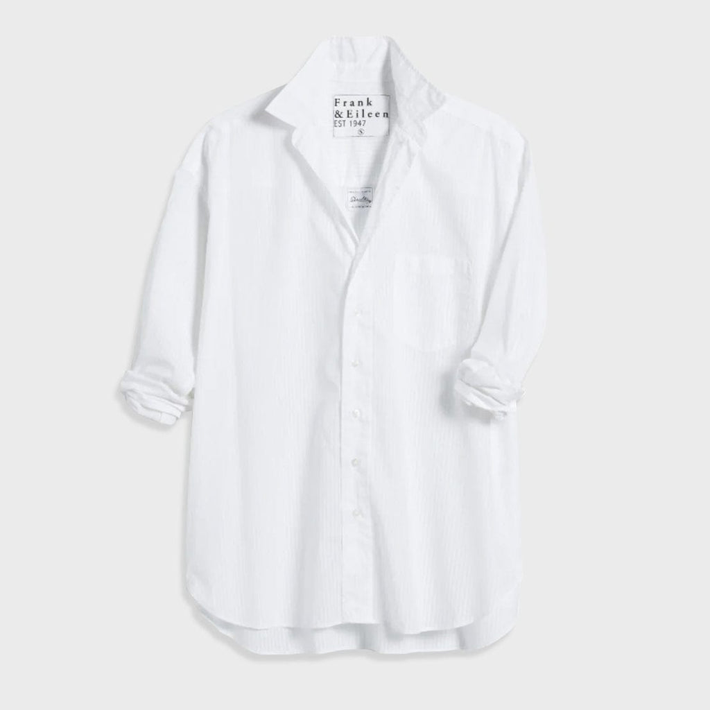 Frank & Eileen Women's Tops - 100 - LS Blouses White on White Stripe / XXS Shirley Oversized Button-Up Shirt